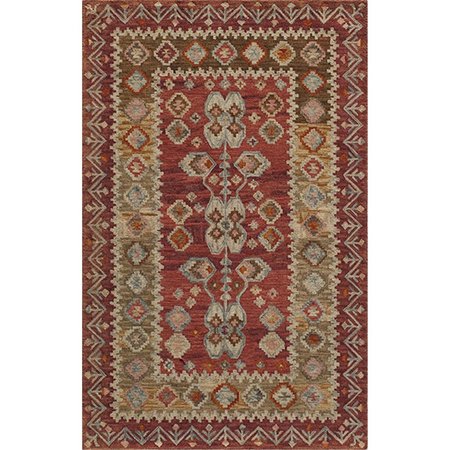 MOMENI 27336 Tangier Indian Hand Tufted Rug- Red - 7 ft. 6 in. x 9 ft. 6 in. TANGITAN-1RED7696